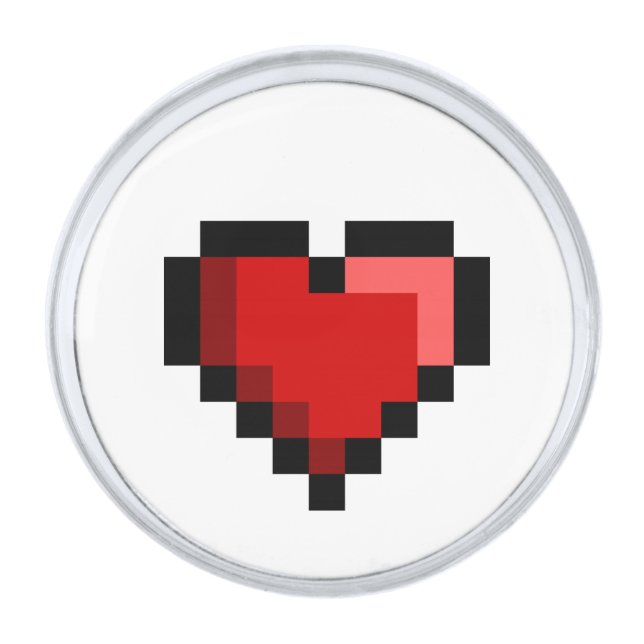 Love Heart Silver Finish Lapel Pin (Front)