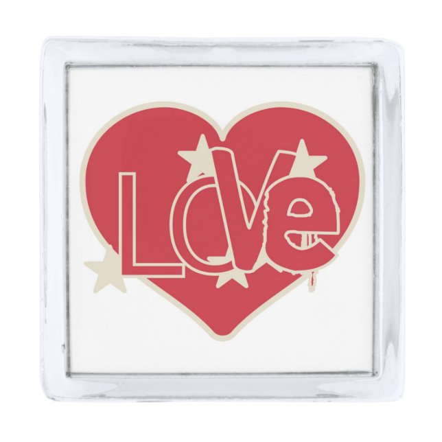 LOVE HEART SILVER FINISH LAPEL PIN (Front)