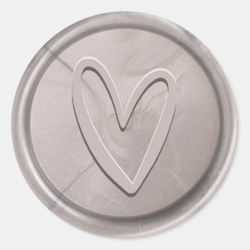 Love Heart Silver Gray Wax Seal Sticker