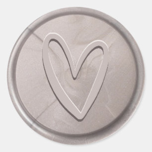 Love Heart Silver Gray Wax Seal Sticker
