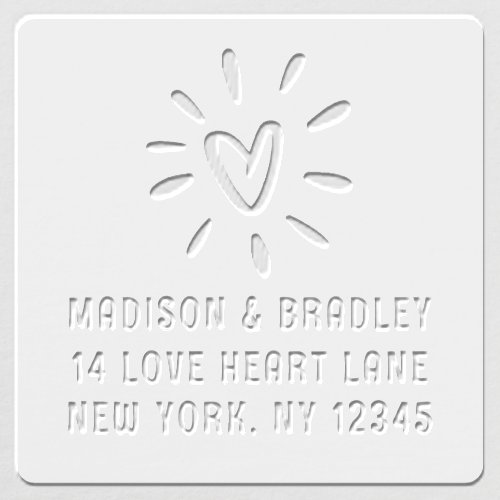 Love Heart Simple Modern Custom Return Address Embosser