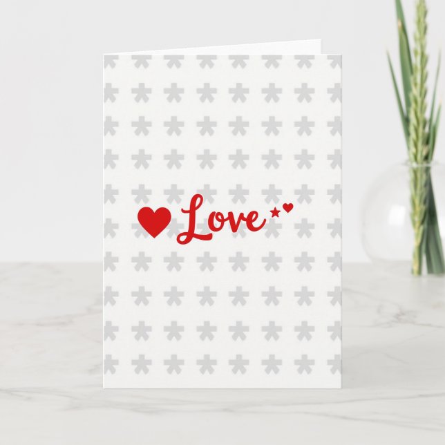 Love Heart Simple Red Script Card (Front)