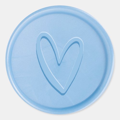 Love Heart Sky Blue Wax Seal Sticker