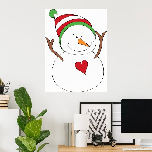 Love Heart Snowman Poster