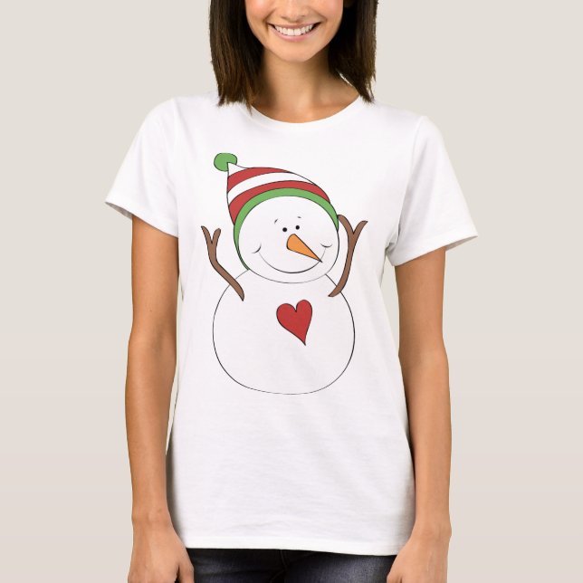 Love Heart Snowman T-Shirt (Front)
