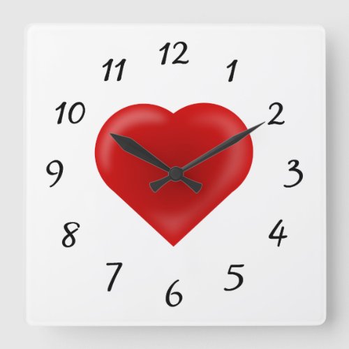 Love Heart Square Wall Clock