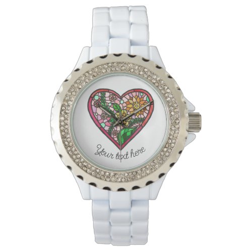 Love heart stained glass watch