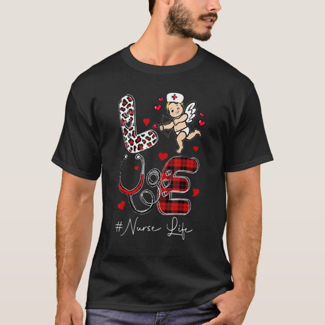 LOVE Heart Stethoscope Nurse Life Funny Nurse Vale T-Shirt (Front)