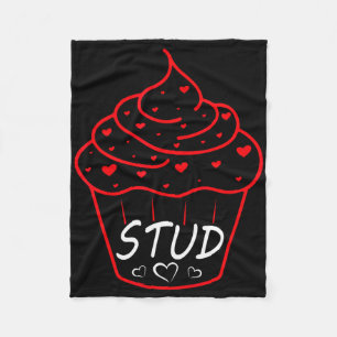 Love Heart Stud Muffin Cupcake Valentines Day Fleece Blanket