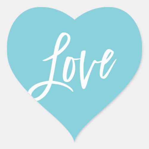 LOVE HEART stylish handlettered aqua watercolor Heart Sticker