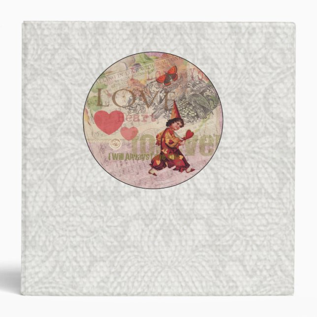 Love Heart Sweetheart Valentine Cherub 3 Ring Binder (Front)