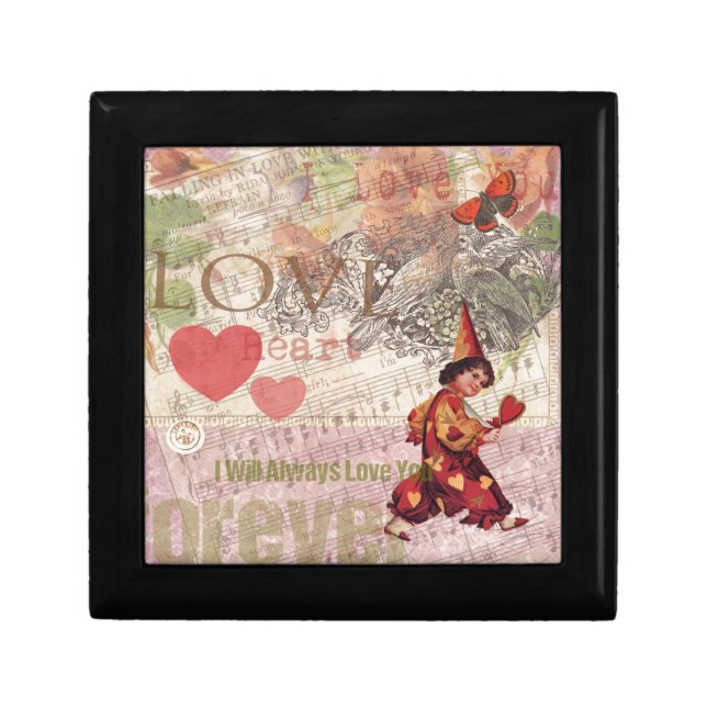 Love Heart Sweetheart Valentine Cherub Keepsake Box (Front)
