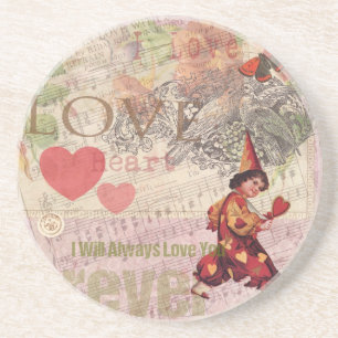 Love Heart Sweetheart Valentine Cherub Sandstone Coaster