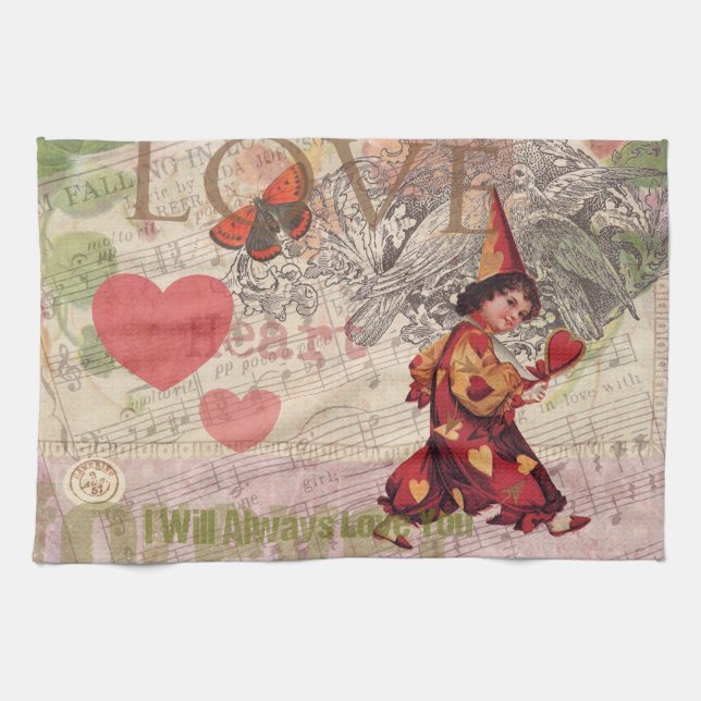 Love Heart Sweetheart Valentine Cherub Towel (Horizontal)
