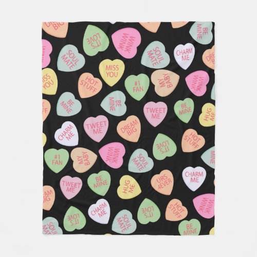 Love Heart Sweets Candy Valentines Day Fleece Blanket