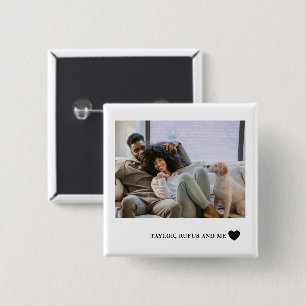 Love Heart Text and 2 Photographs Button