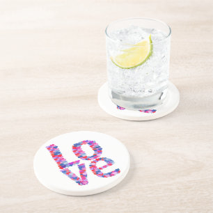 LOVE Heart Text Coaster