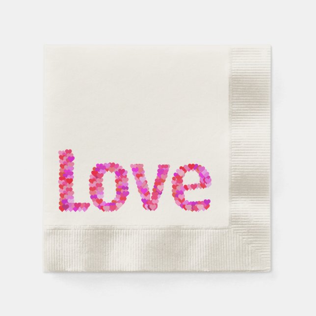 LOVE Heart Text Napkins (Front)