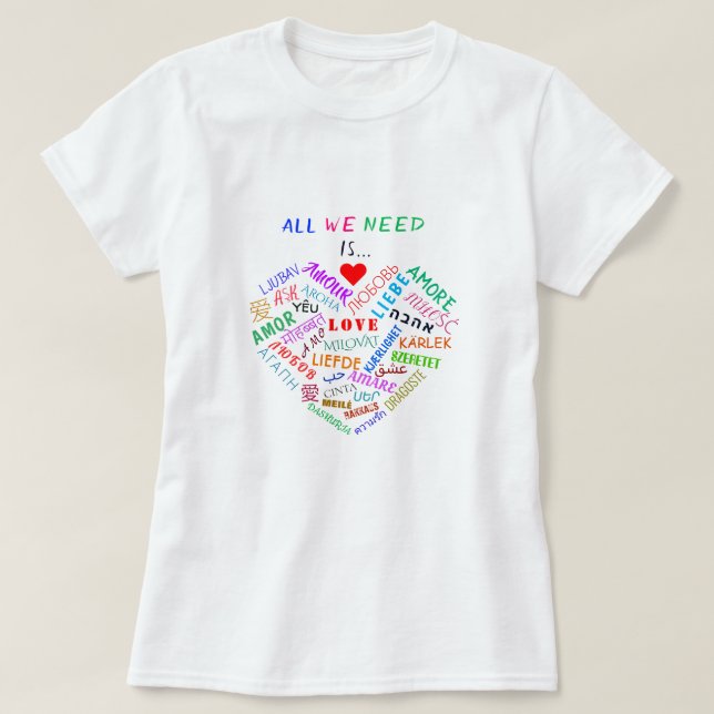 Love Heart Text T-Shirt (Design Front)