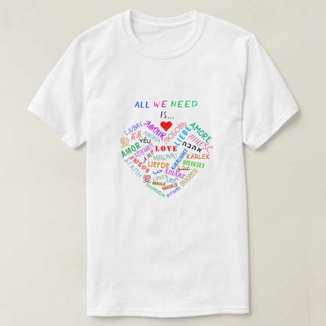 Love Heart Text T-Shirt (Design Front)
