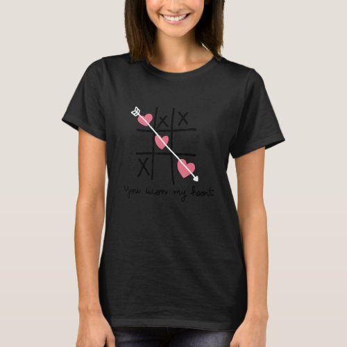 Love Heart Tic Won Tac Toe Game Pencil Paper Sos X T_Shirt