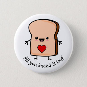 Love Heart Toast Bread Button