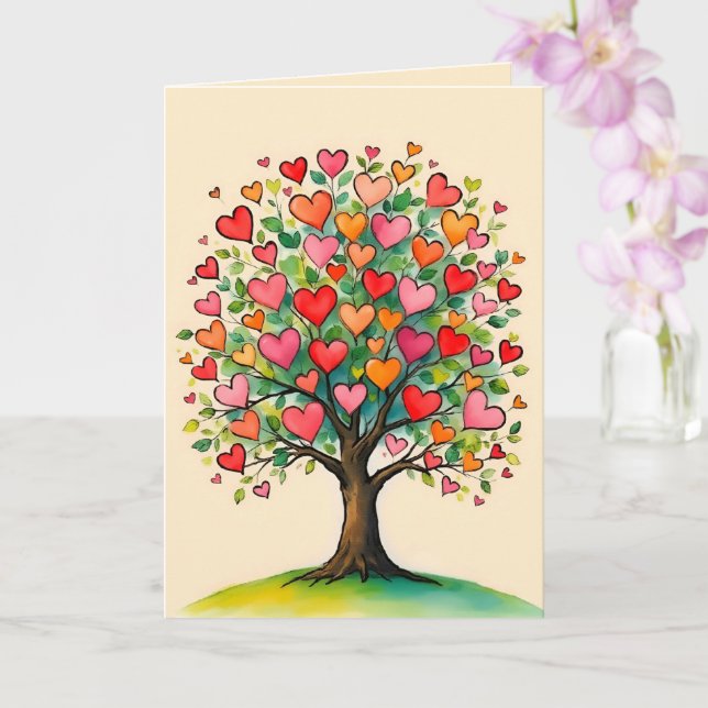 Love Heart Tree Card (Orchid)
