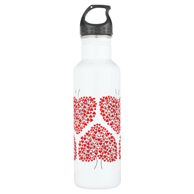 Love Heart Tree Red Bottle (Front)
