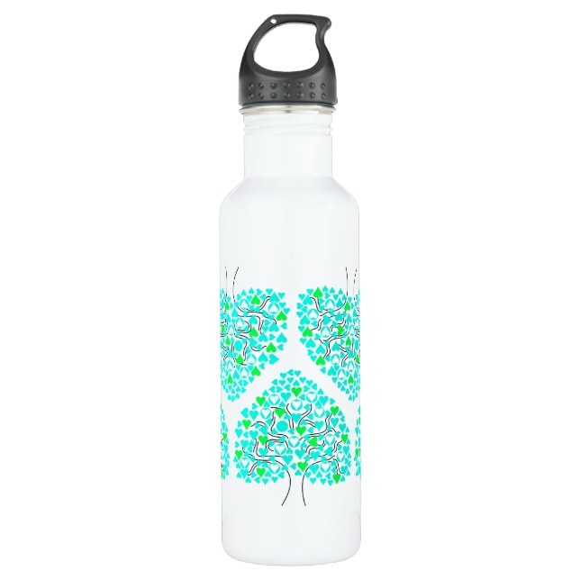 Love Heart Tree Teal Bottle (Front)