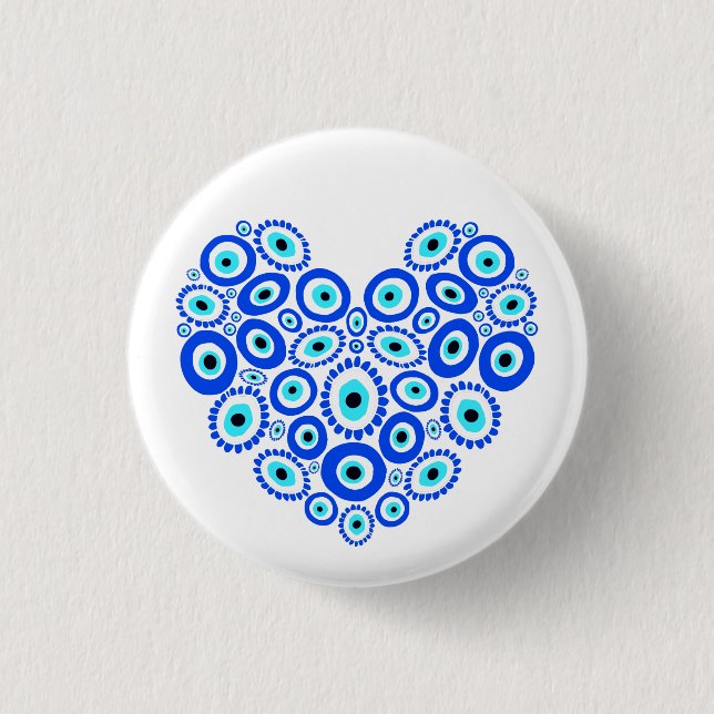 Love Heart Turkish Eye Pattern Button (Front)