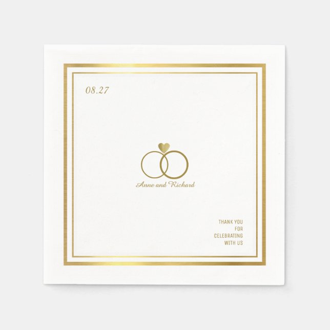love heart & two wedding rings, an elegant paper napkins (Front)