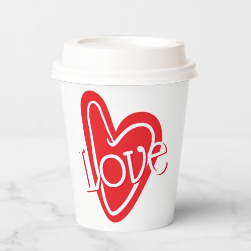 Love Heart Typography Paper cup