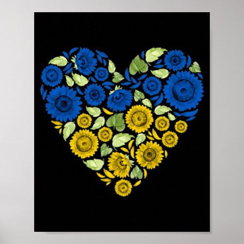 Love Heart Ukraine Sunflower Ukrainian Peace For U Poster
