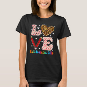 Love Heart Unit Secretary Life Leopard Plaid Valen T-Shirt