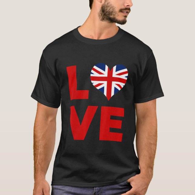 Love Heart United Kingdom Flag T-Shirt (Front)