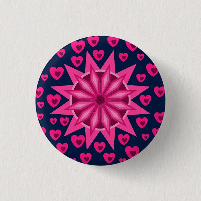 LOVE HEART VALENTINE BIRTHDAY GIFT BUTTON (Front)