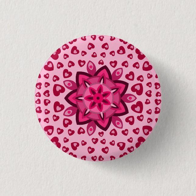 LOVE HEART VALENTINE BIRTHDAY GIFT BUTTON (Front)
