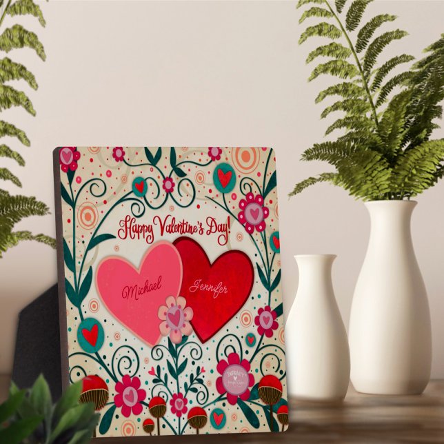 Love Heart Valentine Customized Names Plaque (Creator Uploaded)