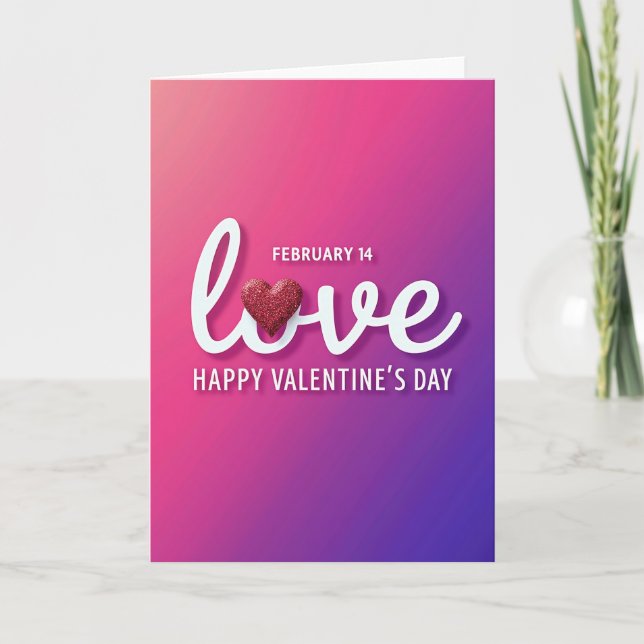 Love Heart Valentine February Card (Front)