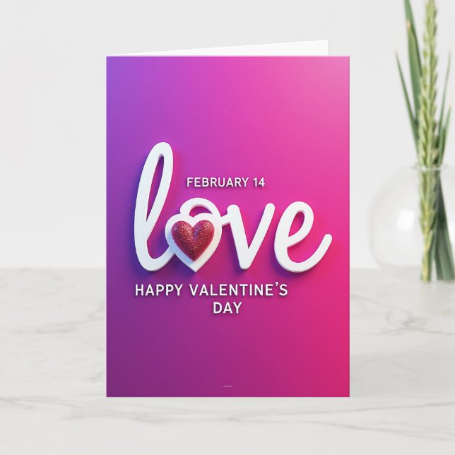 Love Heart Valentine Message Card (Front)