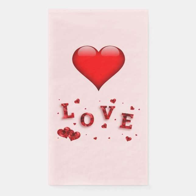 Love Heart Valentine Paper Guest Towels (Front)