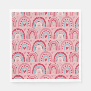 Love Heart Valentines Day Rainbow  Napkins