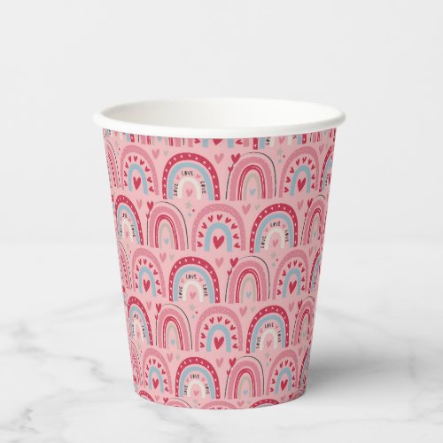 Love Heart Valentines Day Rainbow    Paper Cups