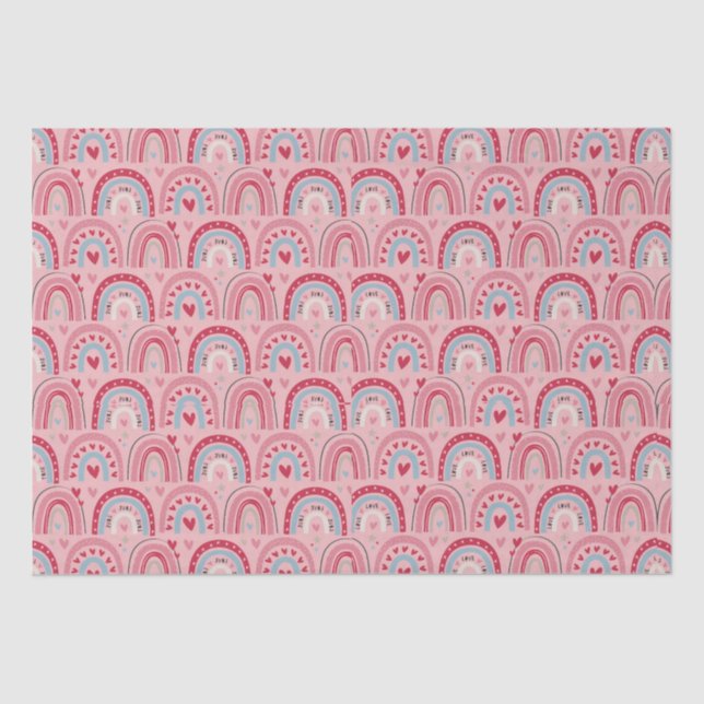 Love Heart Valentines Day Rainbow   Tissue Paper (Front)