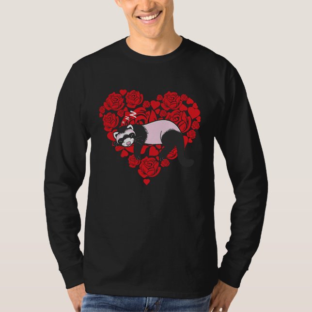 Love Heart Valentine's Day Roses Ferrets Boys Kids T-Shirt (Front)
