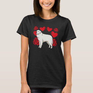 Love Heart Valentine's Day Roses Great Pyrenees Bo T-Shirt