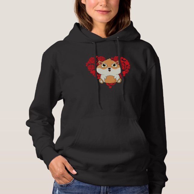 Love Heart Valentine's Day Roses Guinea Pig Boys K Hoodie (Front)