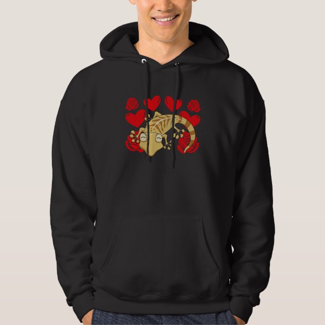 Love Heart Valentine's Day Roses Leopard Gecko Boy Hoodie (Front)