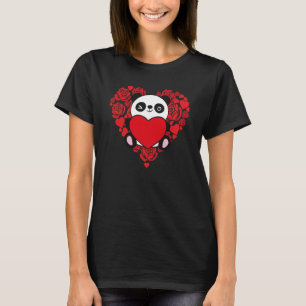 Love Heart Valentine's Day Roses Panda Boys Kids T-Shirt