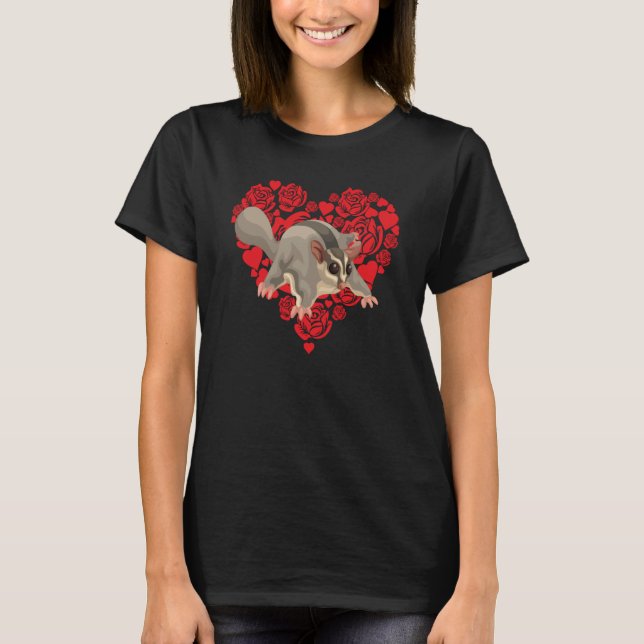 Love Heart Valentine's Day Roses Sugar Glider Boys T-Shirt (Front)